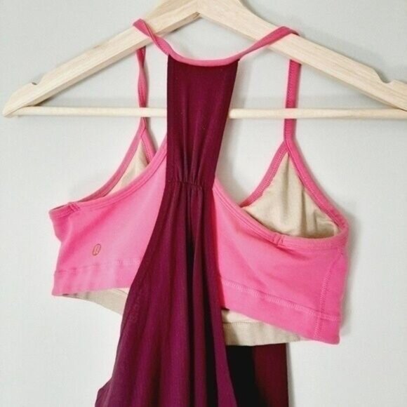 LULULEMON No Limit Tank Pink & Purple Bulit in Bra Sz 2 / XS Flawed - Picture 7 of 12
